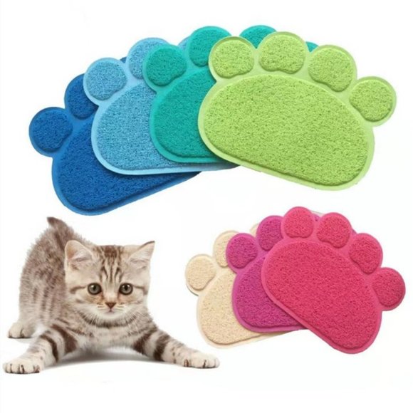 Non-Slip Cat Litter Mat Paw Shape Pet Dog Cat Puppy Kitten Dish Bowl Food Water - Picture 11 of 12